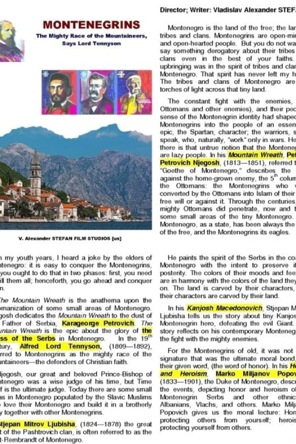 Montenegrins: The Mighty Race of the Mountaineers, Says Lord Tennyson Poster